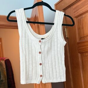 ROXY White Sleeveless Button-Up Top